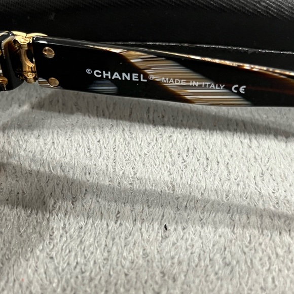 Authentic CHANEL CC Logos Sunglasses Eye Wear Plastic Brown Italy - Picture 4 of 9